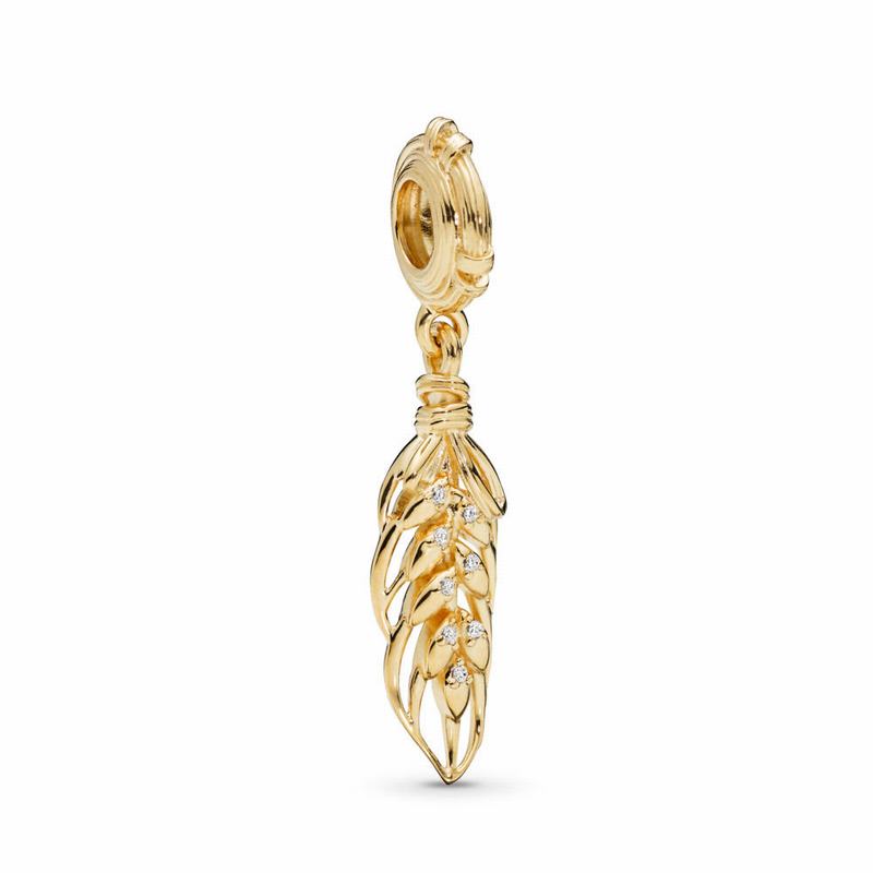 Pandora Shine™ Floating Grains Dangle Charm - 18ct Gold Plated/Cubic Zirconia - Canada | UI3161OI